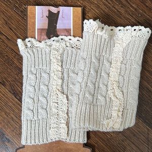 Lace & wool short boot leg warmers